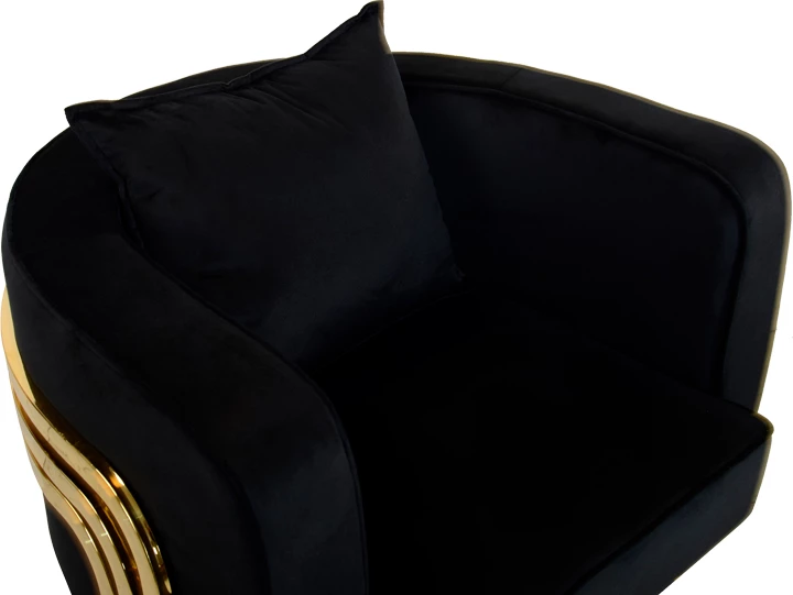 Karrige Roblu, metal i artë dhe pëlhurë kadife, ngjyrë e zezë, 72x77.4x70cm