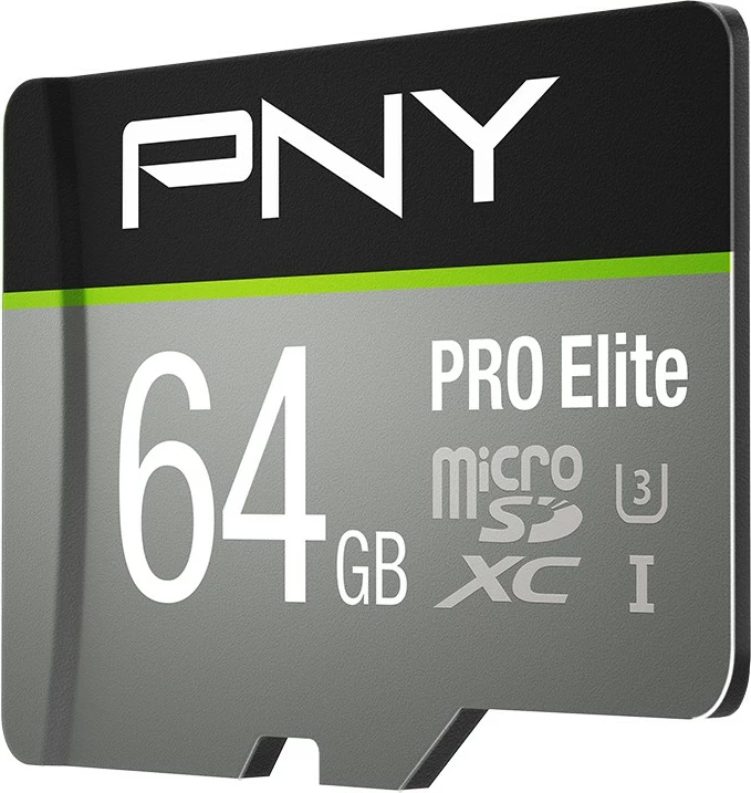 Kartelë memorie microSDXC PNY PRO Elite 64GB, Class 10 UHS-I U3, e zezë/gri