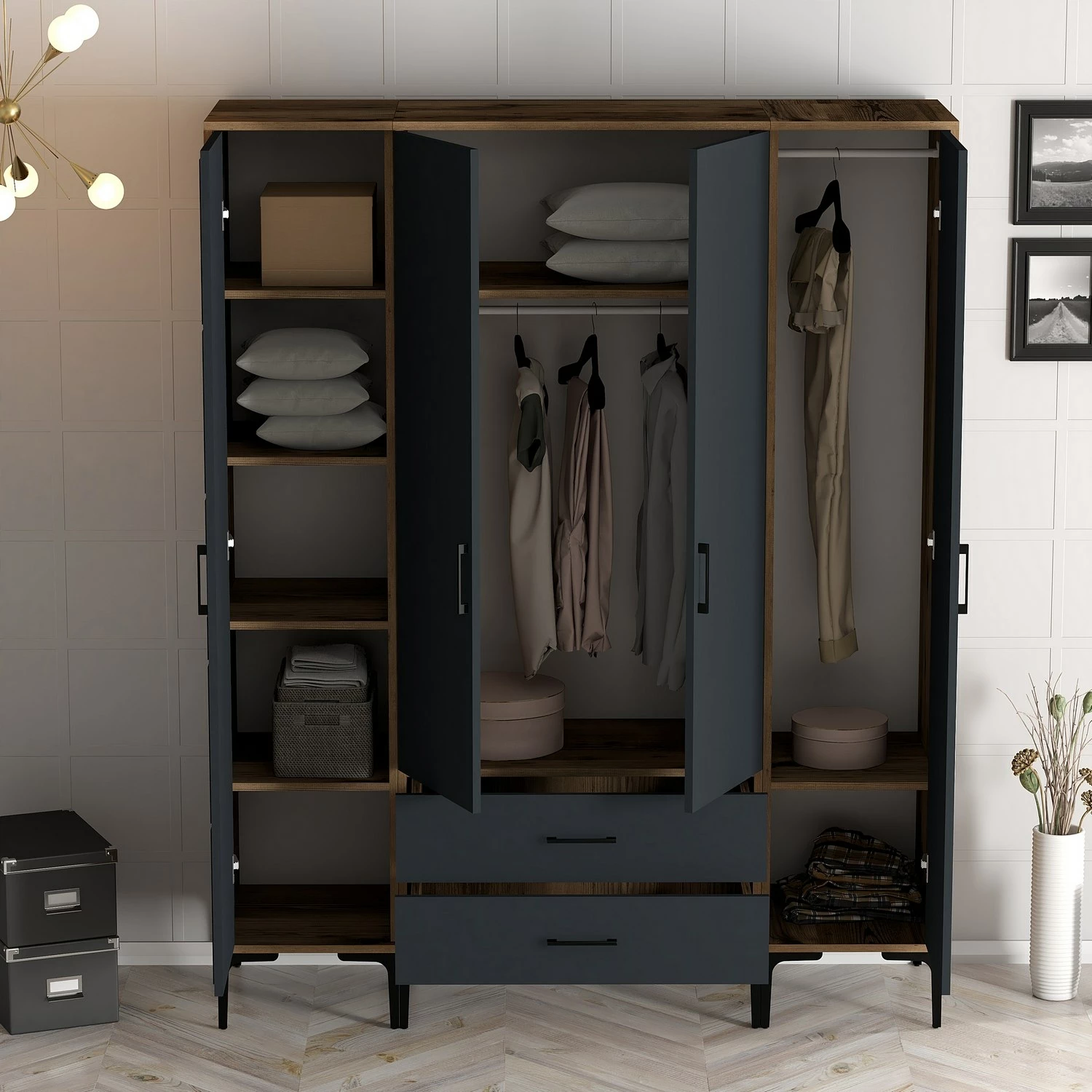 Dollap Hanah Home, Kumsal RTR, ngjyrë arre dhe antracit