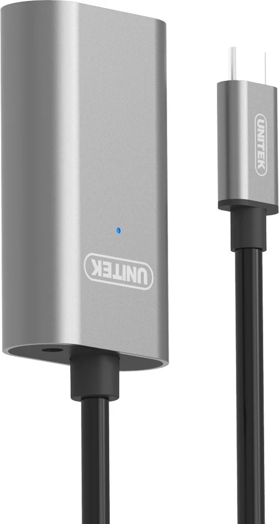 Kabllo aktive Unitek USB-C, e zezë-argjendtë