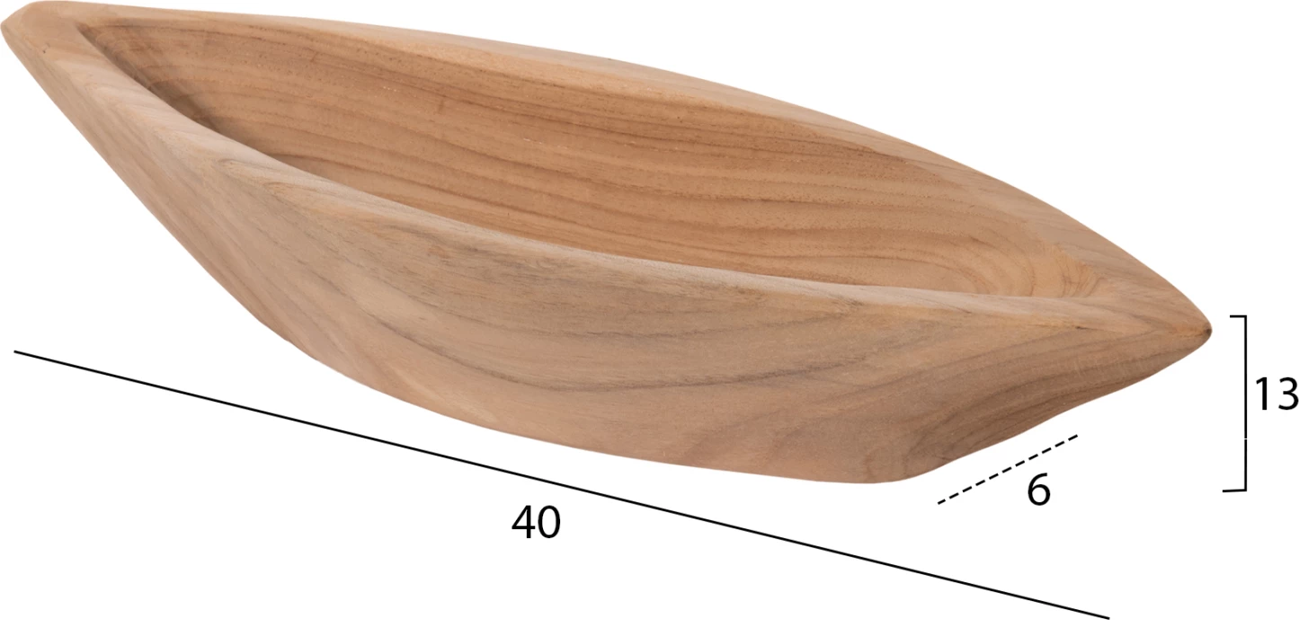 Enë dekorative për tavolinë, dru tik, FH9633, 40x6x13H cm