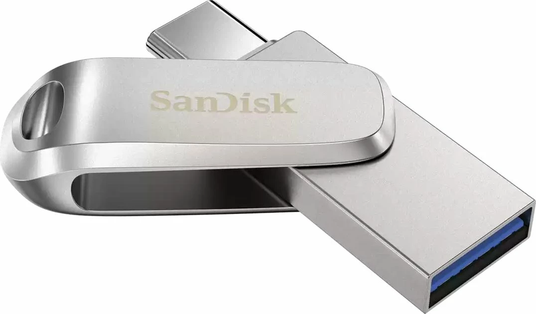 USB memorje SanDisk Ultra Dual Drive Luxe SDDDC4-128G-G46 128 GB, USB-C/USB-A, USB 3.2 Gen 1, metal, argjendtë