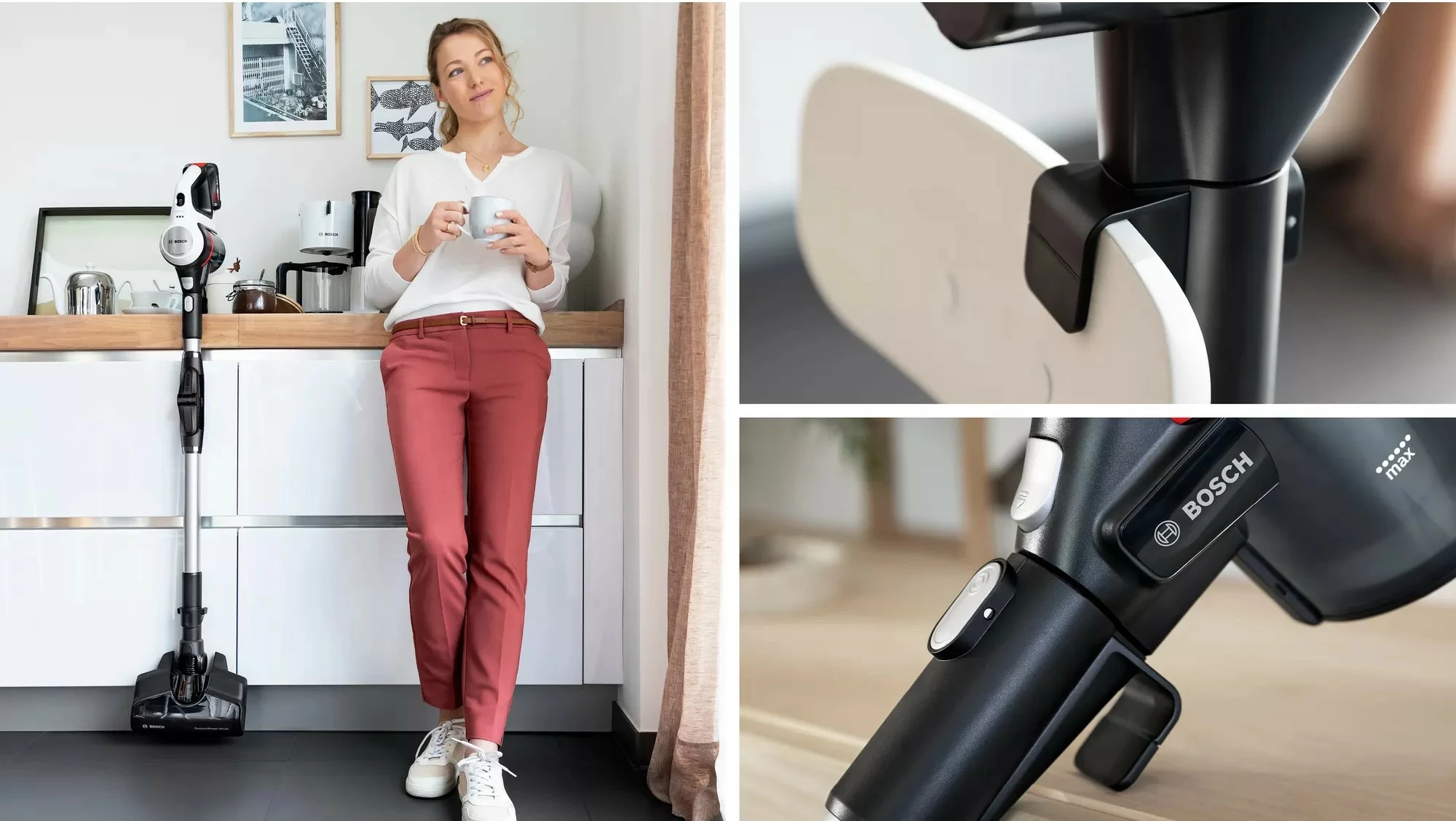 Fshesë stick 2-në-1 Bosch BBS711W, pa qese, 0.3L, e bardhë