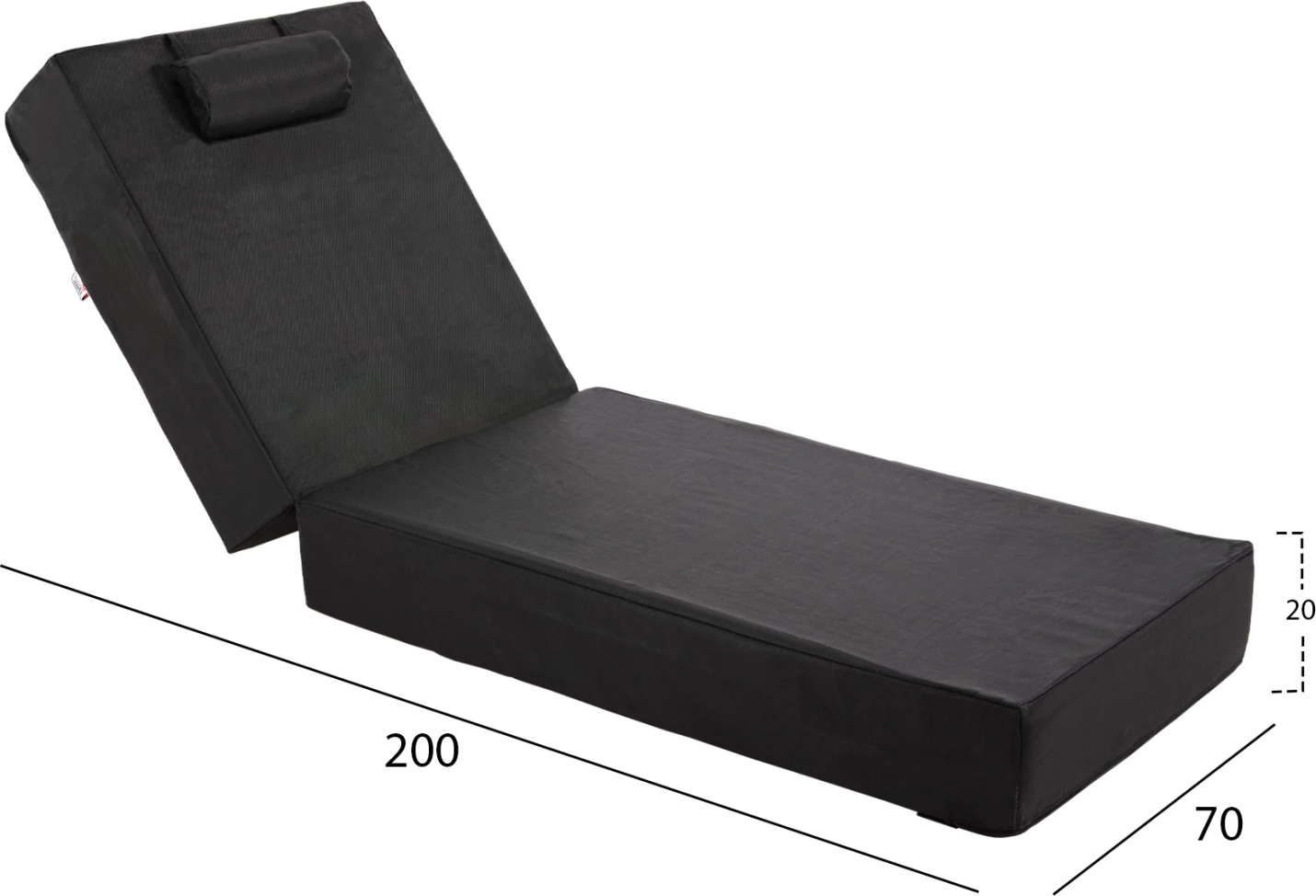 Jastëk për shezlong, tekstilene, ngjyrë e zezë, FH11761.01, 200(120+80)x70x20 cm