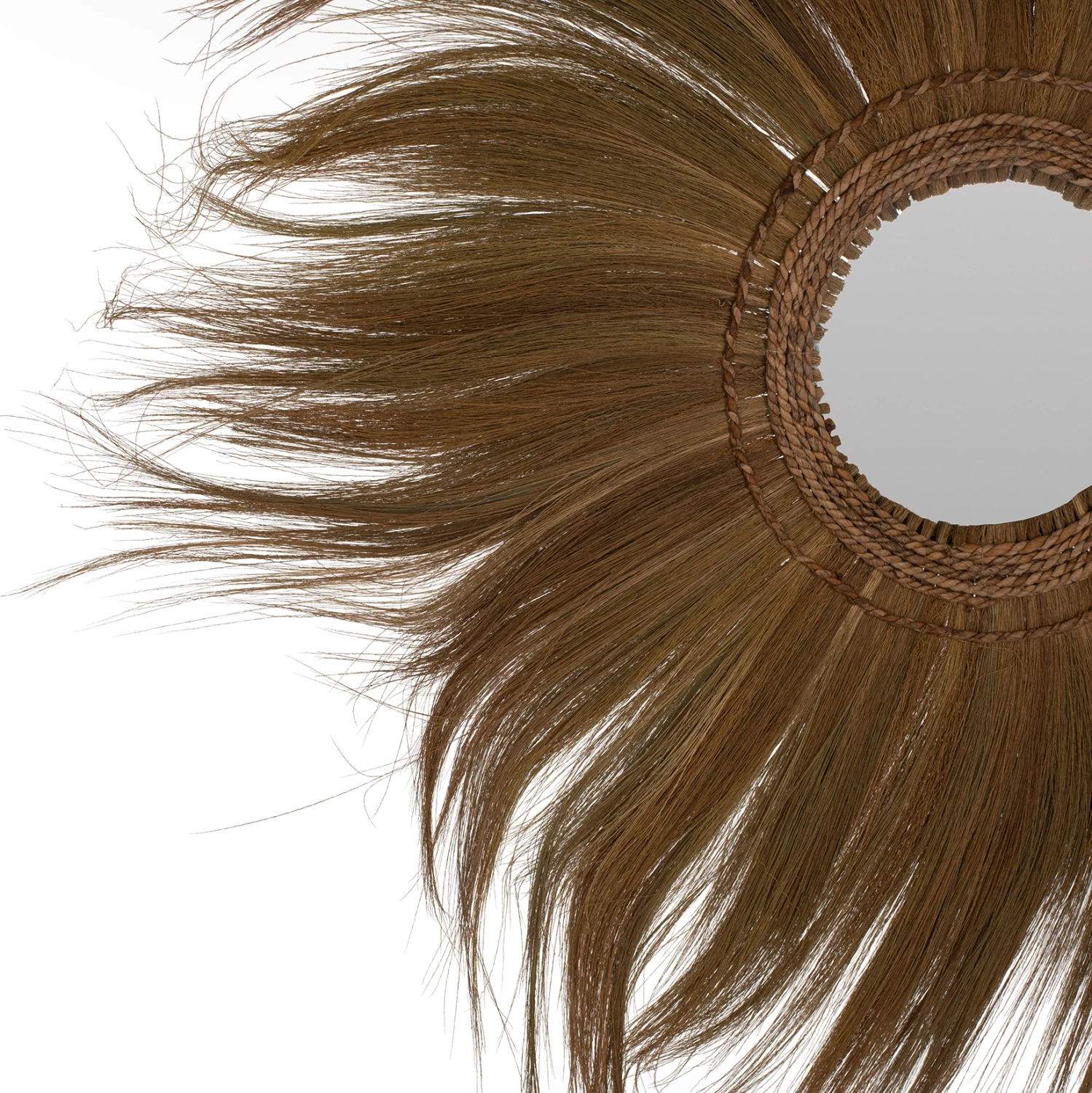 Pasqyrë e rrumbullakët me kornizë nga lëvorja e bananes, ngjyrë natyrale, 100x4x100 cm, FH7735