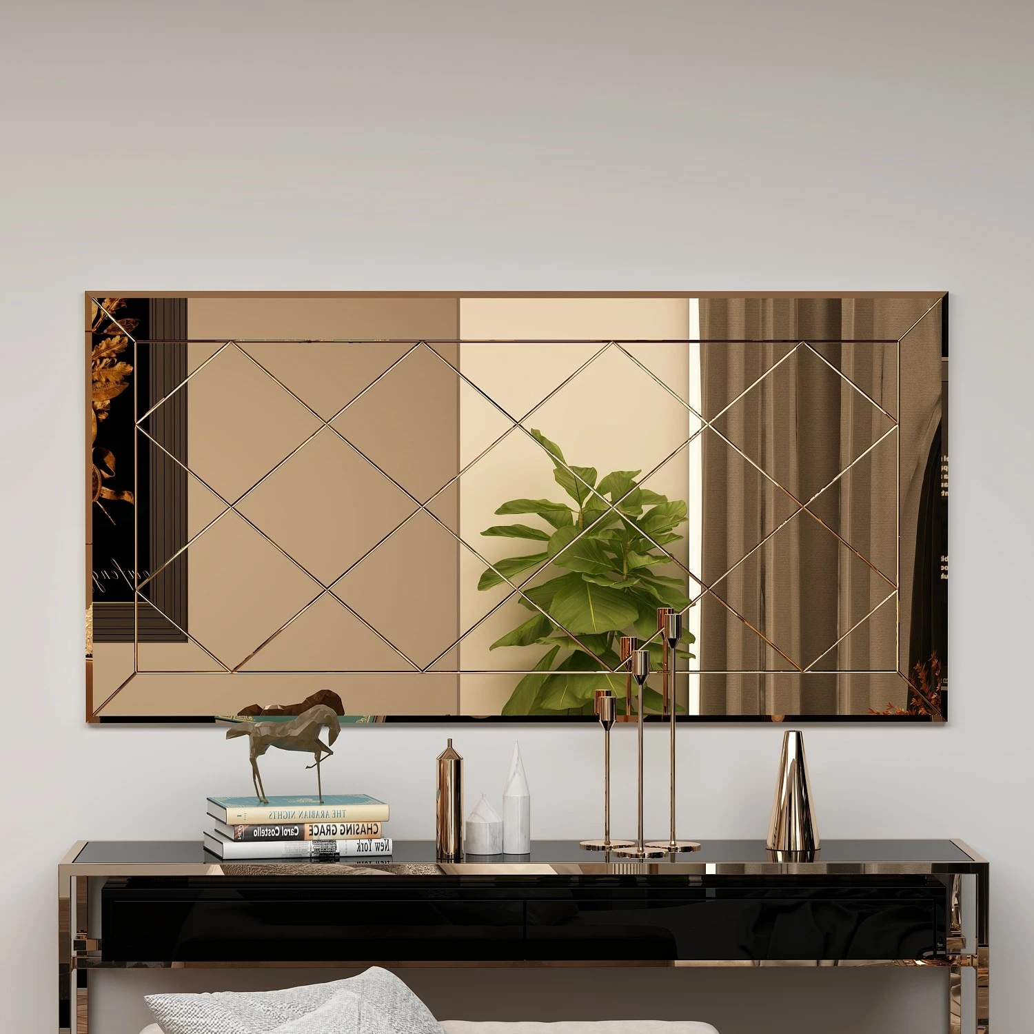 Pasqyrë Zeora, ngjyrë bronzi, Hanah Home, 60x120cm