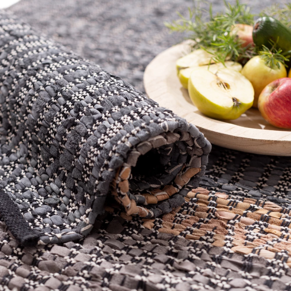 Qilim lëkure Stripe, gri-bezhë, 60x90cm