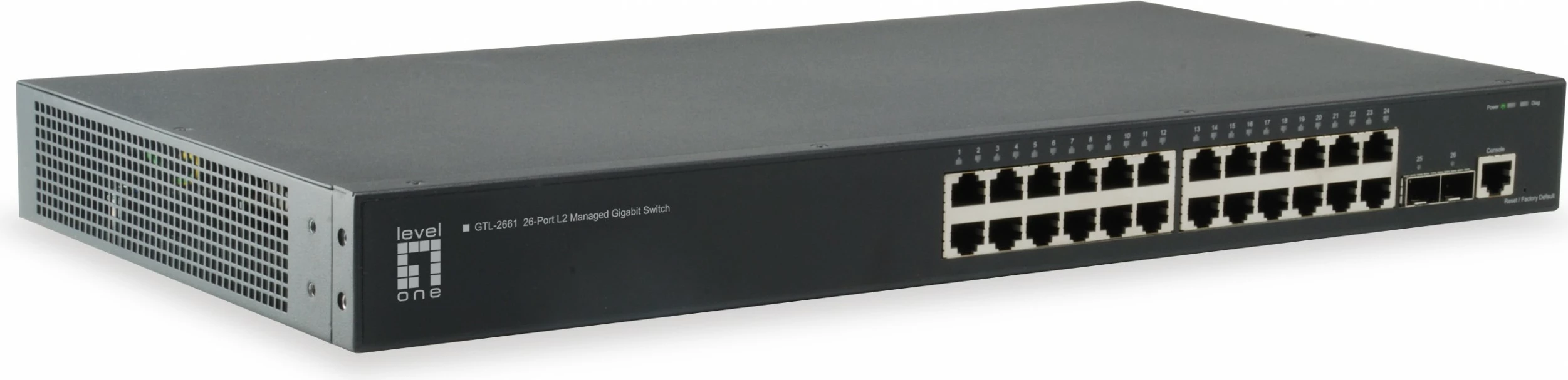 Switch LevelOne KILBY 26-Port L2 Managed Gigabit, 2 x 10GbE SFP+, Rack mounting