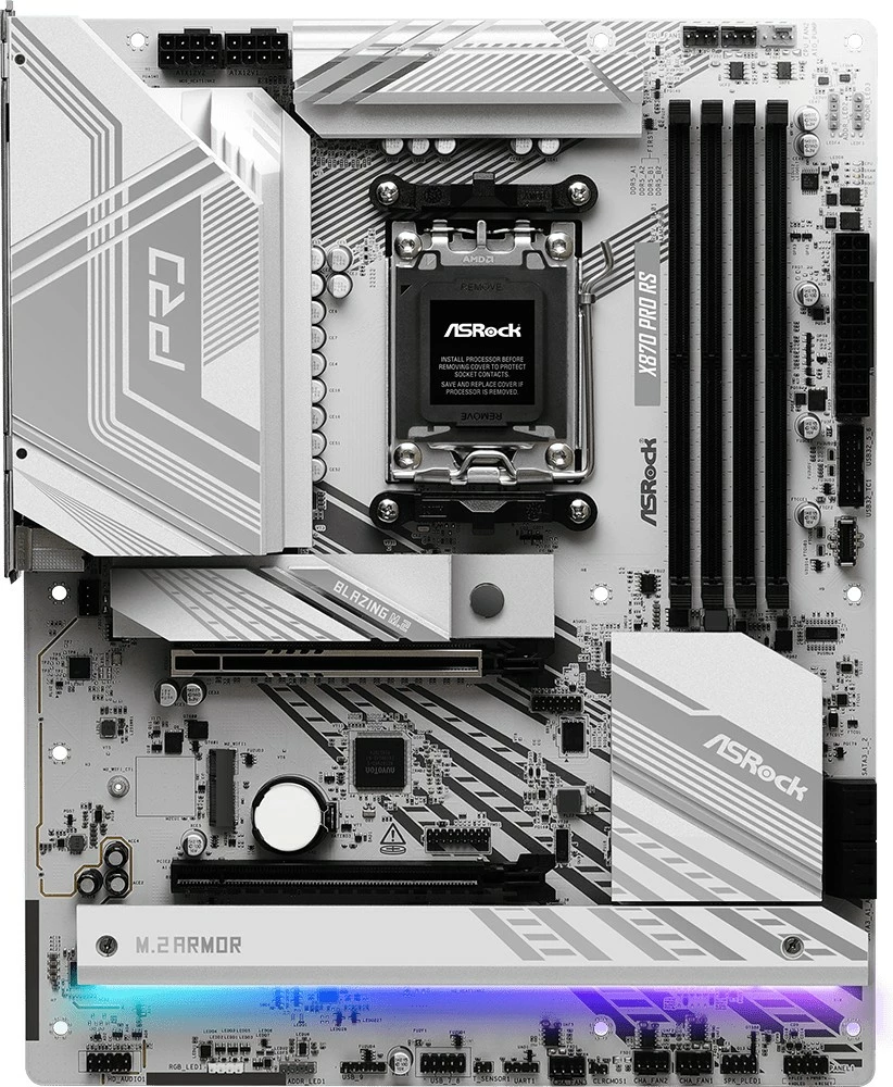 Pllakë amë ASRock X870 PRO RS, AMD, Socket AM5, DDR5-SDRAM, 256 GB, e bardhë