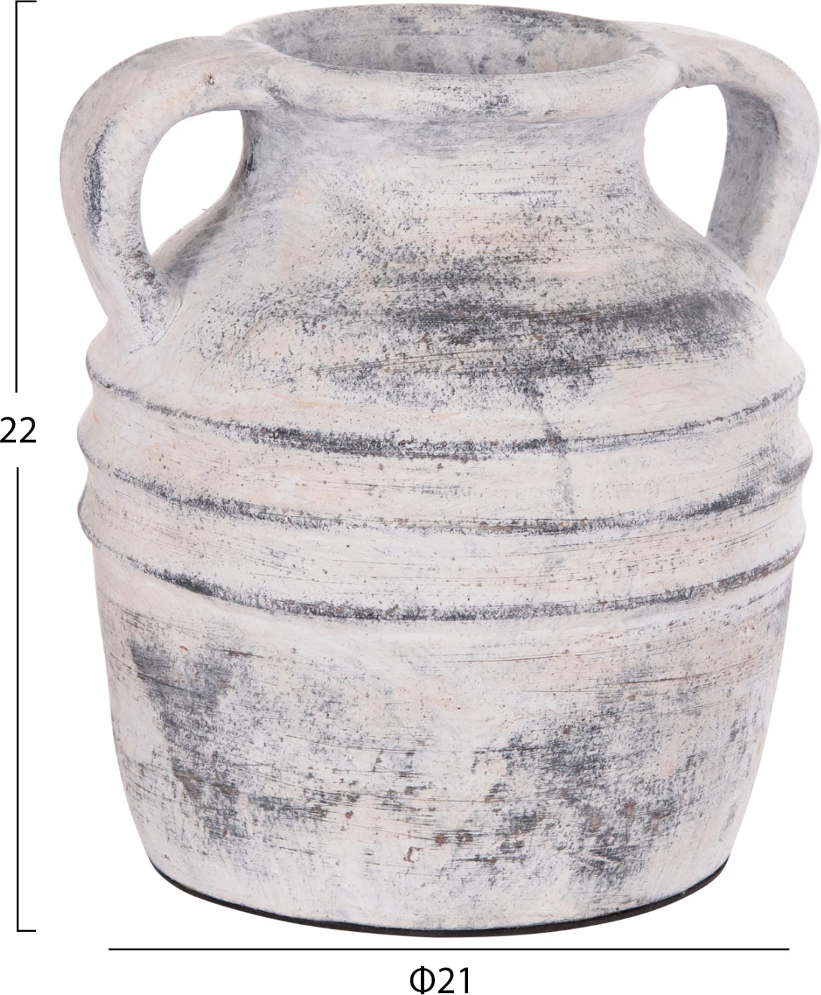 Vazo dekorative tavoline VERMO, terrakotë, ngjyrë gri e çelët, FH4398, 21x22cm