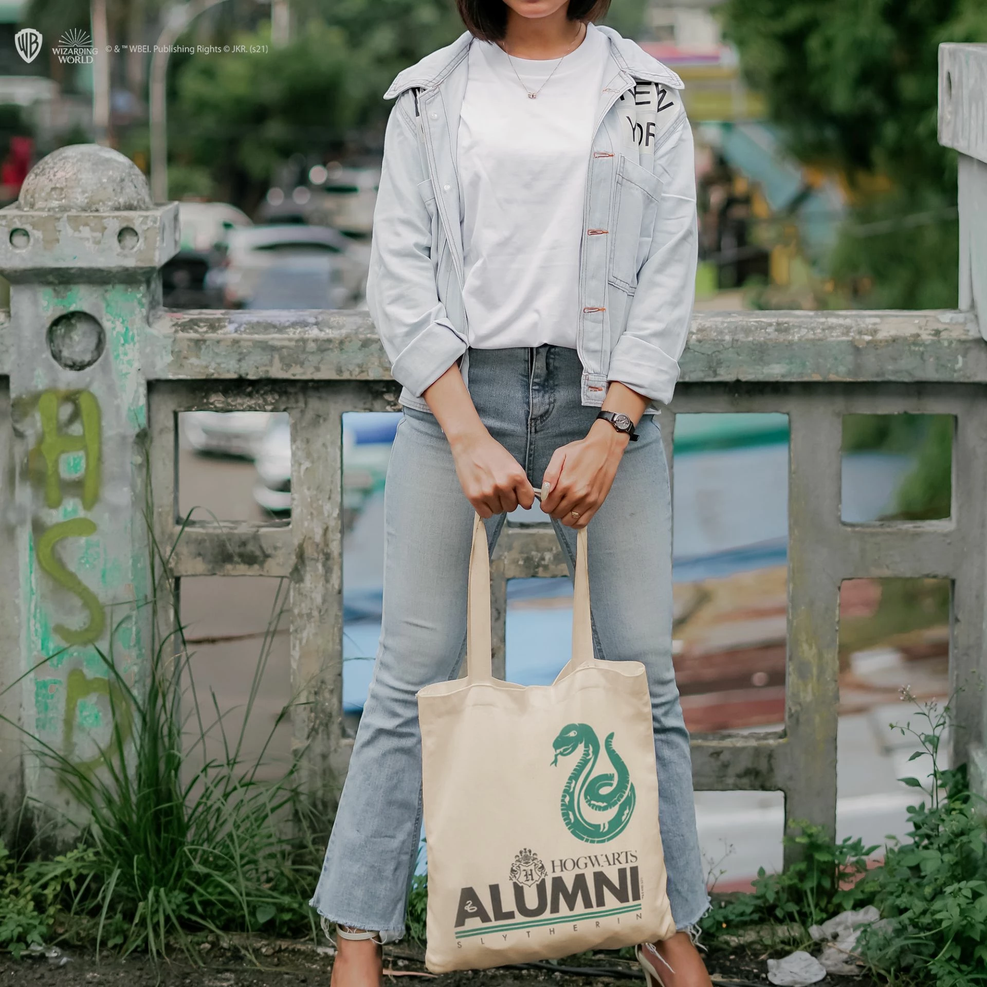 Çantë tote Cinereplicas Harry Potter Alumni Slytherin 100% pambuk 41×38 cm, bejzh