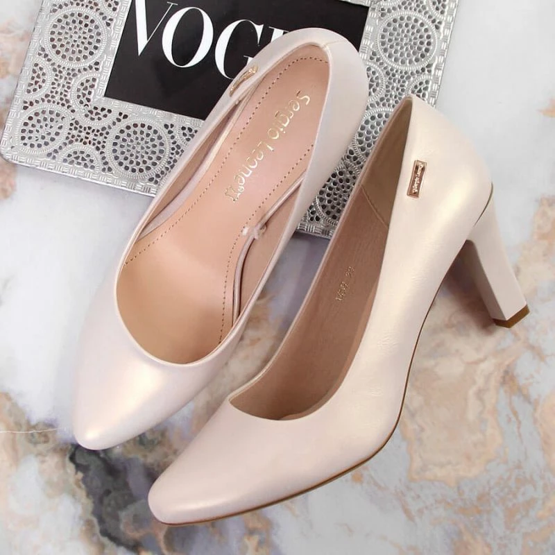 Këpucë me taka Sergio Leone femra, bezhë