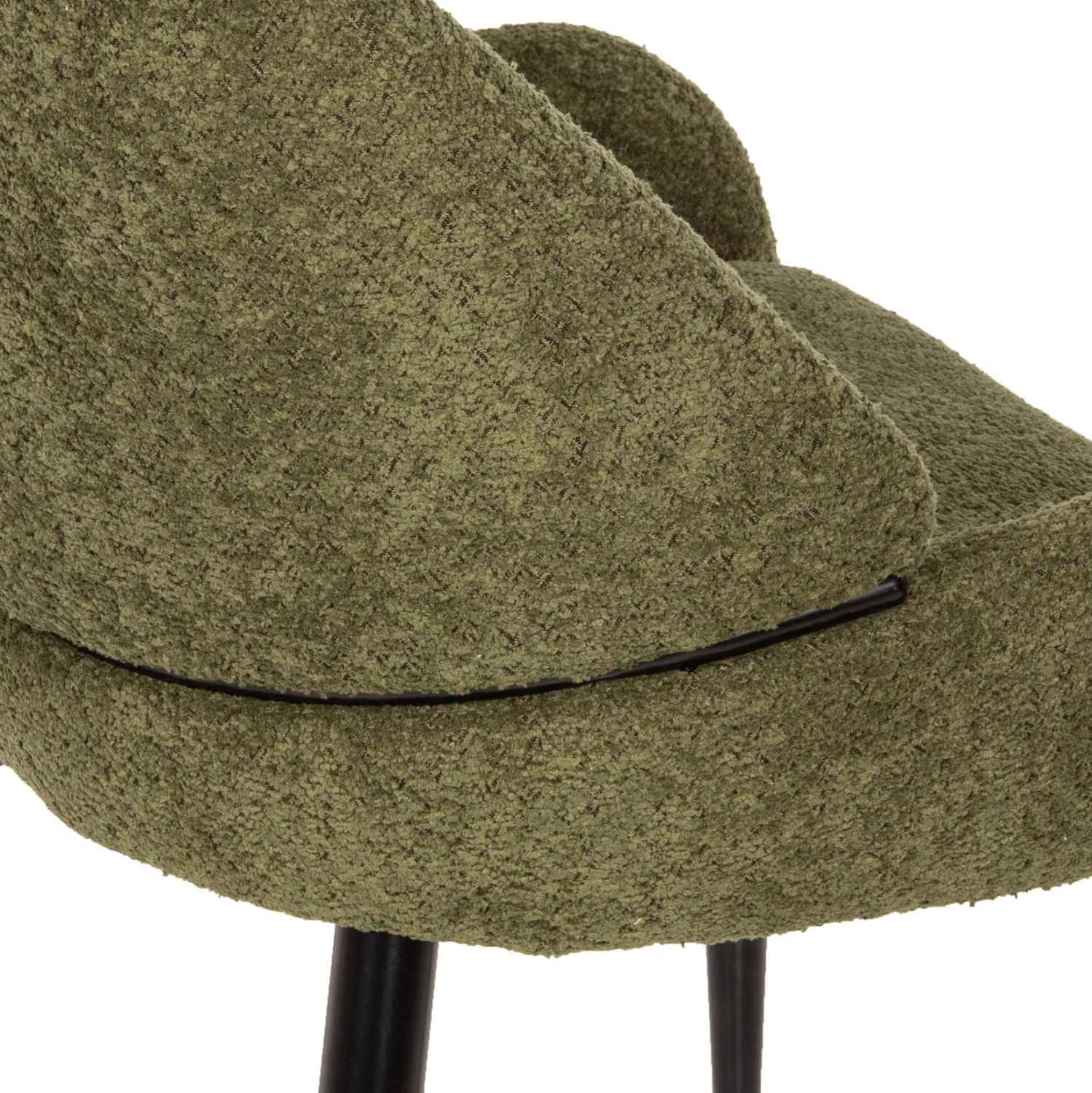 Karrige SARKY FH8585.03, pëlhurë boucle e gjelbër, këmbë metalike të zeza, 55x62x89H cm., set prej 2 copë