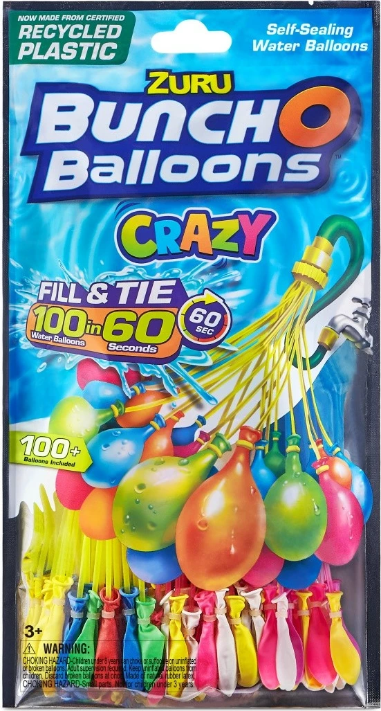 Balona uji ZURU Bunch O Balloons Crazy, 100 copë, shumëngjyrëshe, set