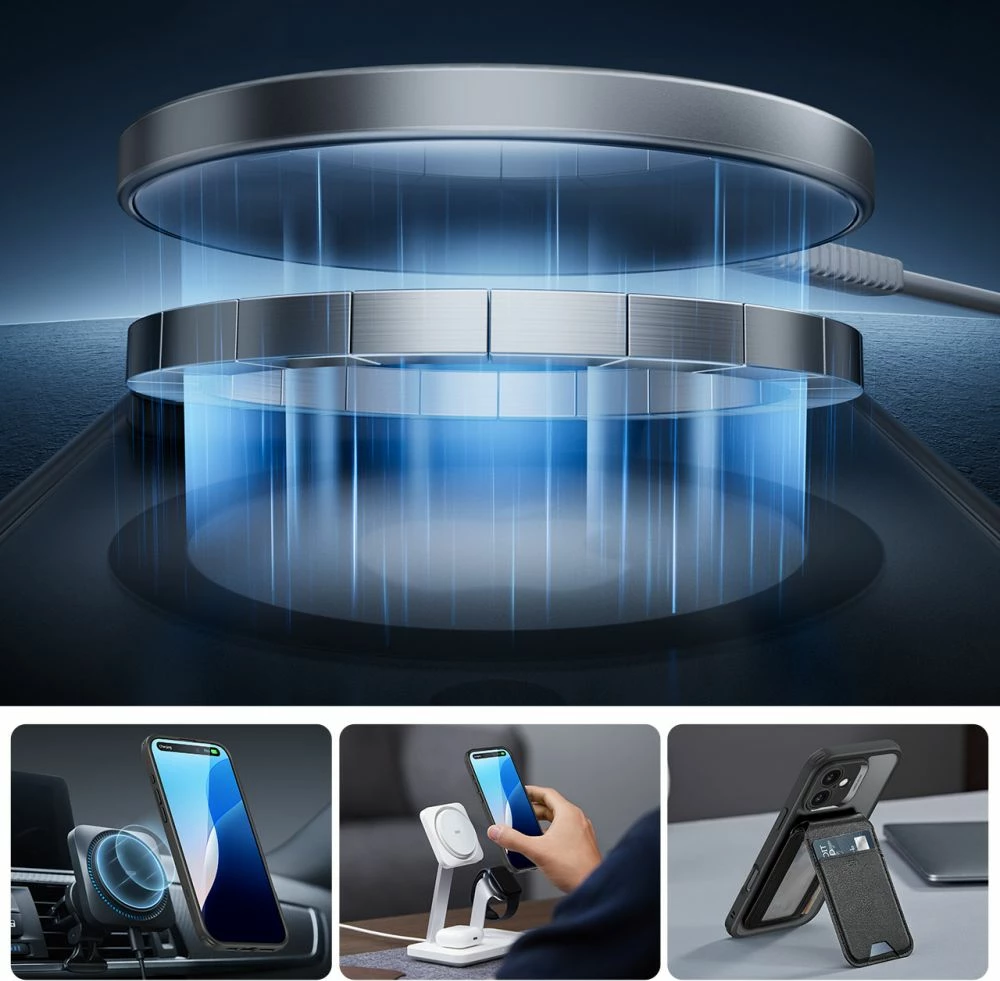 Mbështjellës ESR Classic Pro Set HaloLock MagSafe për iPhone 16, zi, me xham mbrojtës