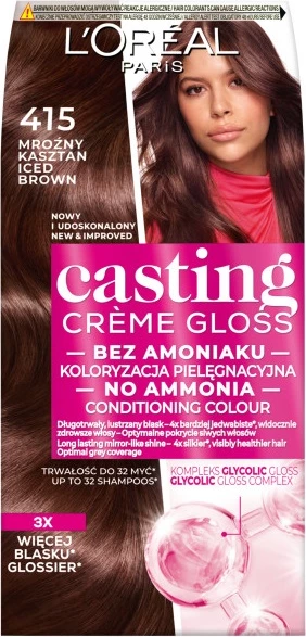 Bojë për flokë për femra L'Oreal Paris Casting Creme Gloss 415 Icy Chestnut, 1 copë