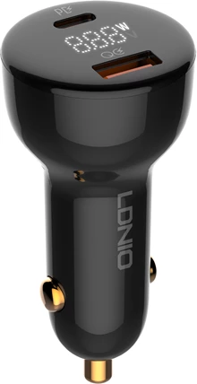 Karikues për veturë LDNIO C101 100W 2 porte USB-A/USB-C, i zi