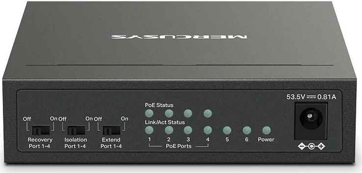 Switch Mercusys MS106LP, 6-Port, 4-Port PoE+, bardhë-zi