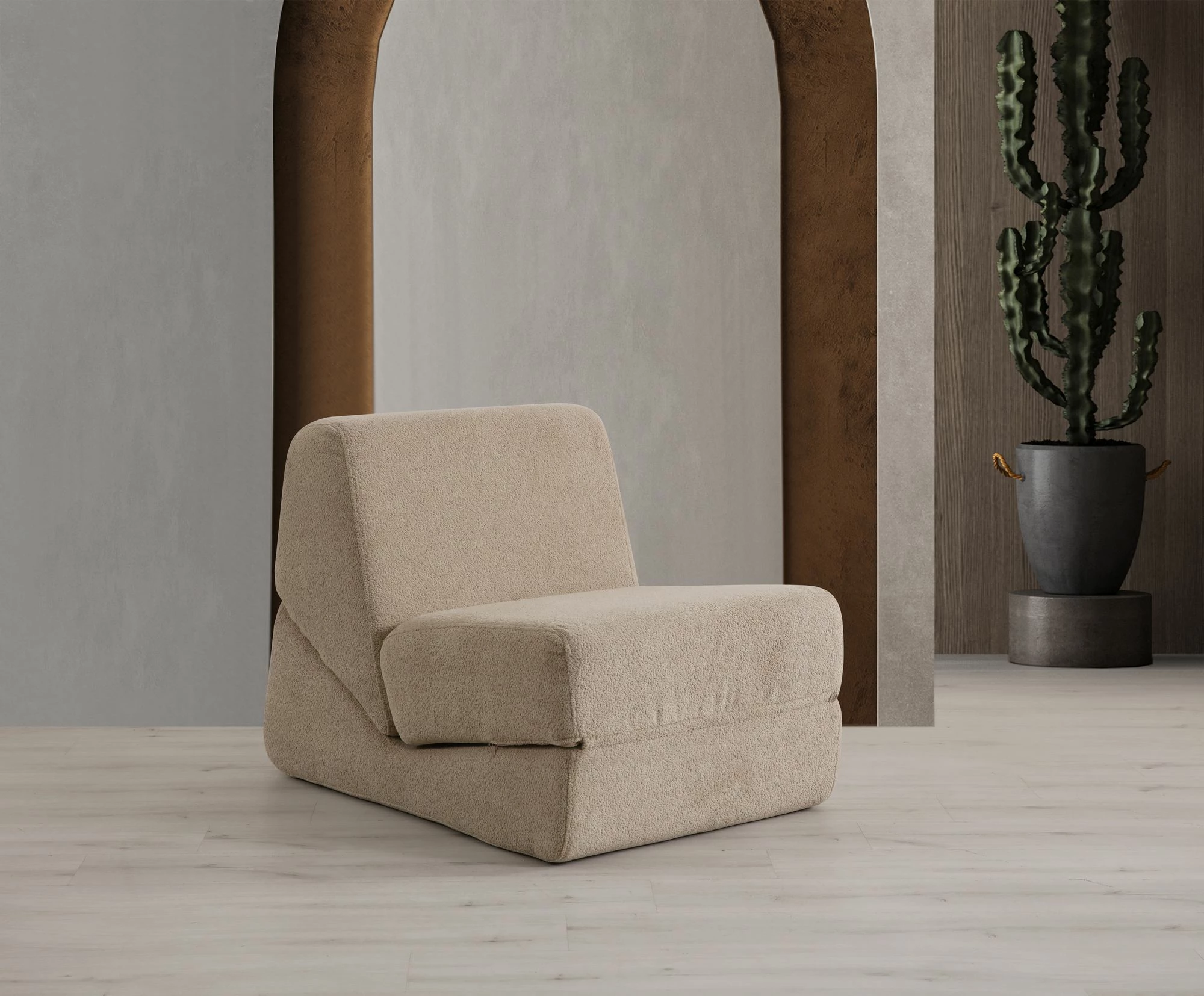 Krevat-karrige një vendës, ngjyrë krem e errët, Atelier del Sofa, Origami Convertable