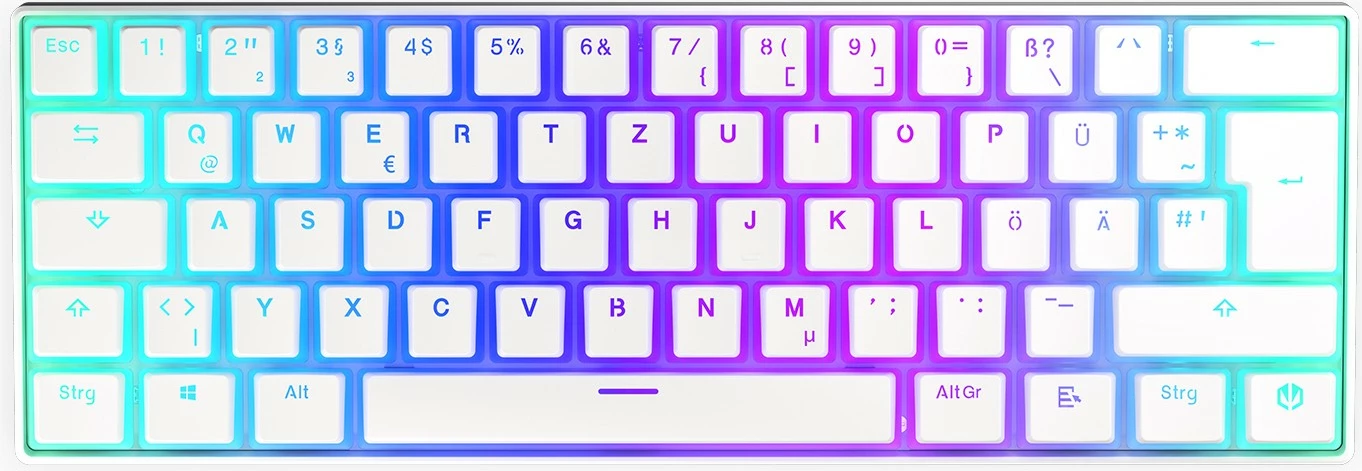 Tastierë mekanike Endorfy Thock Compact Wireless Pudding Onyx White, RGB, QWERTZ, wireless/USB, e bardhë