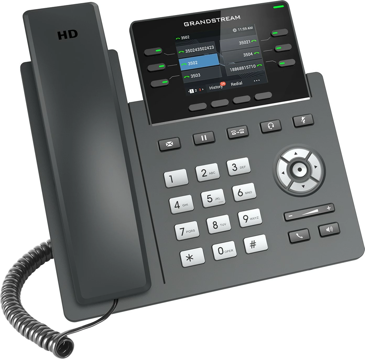 Telefon IP Grandstream GRP-2613W, 4 linja, ekran 2.4 inç, PoE, gri