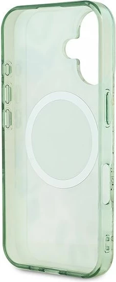 Mbështjellës Guess IML Flower & Tonal Circle MagSafe për iPhone 16, Gjelbër