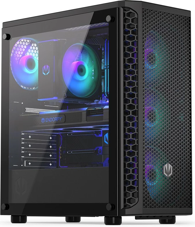 Kasë Endorfy Signum 300 ARGB, Midi Tower, xham i fortë, 4 ventilatorë ARGB, e zezë