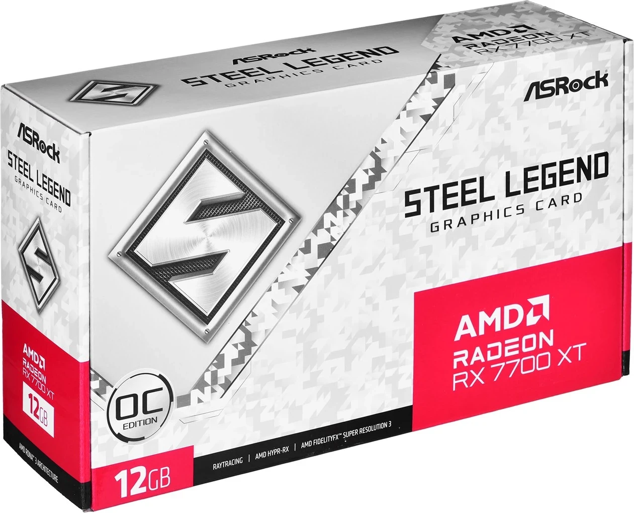 Kartë Grafike ASRock Radeon RX 7700 XT Steel Legend 12GB OC, e bardhë