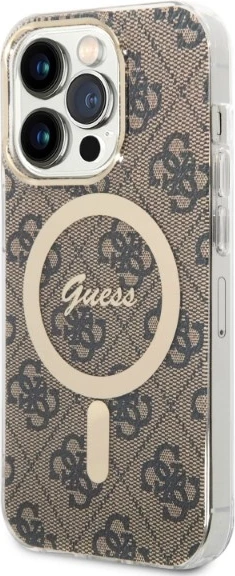 Set mbështjellës Guess GUBPP14LH4EACSW me karikues wireless për iPhone 14 Pro 6.1", kafe