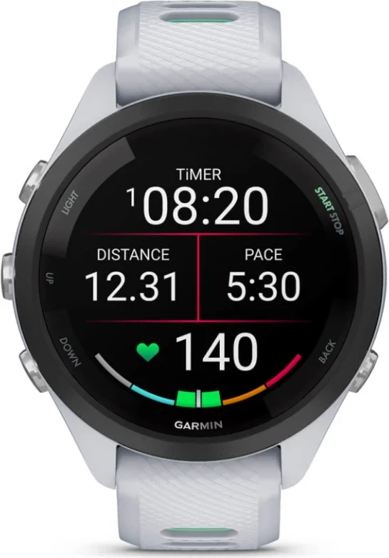 Smartwatch Garmin Forerunner® 265S Black Bezel, Stone White Case, Stone White/Neotropical Silicone Strap, 42 mm