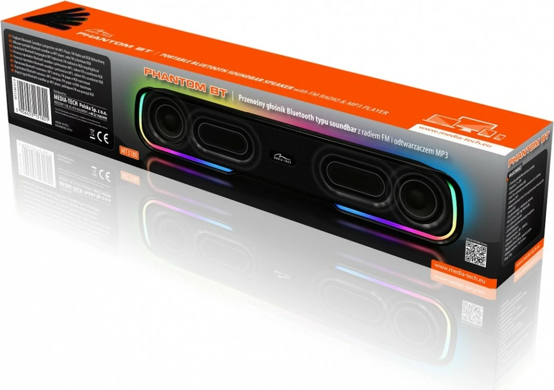 Soundbar Media-Tech PHANTOM BT MT3180, Bluetooth 5.1, 10W, mikrofon, RGB, i zi