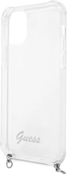 Mbështjellës Guess GUHCP12MKC4GSSI për iPhone 12/12 Pro 6.1", transparent me zinxhir argjendi