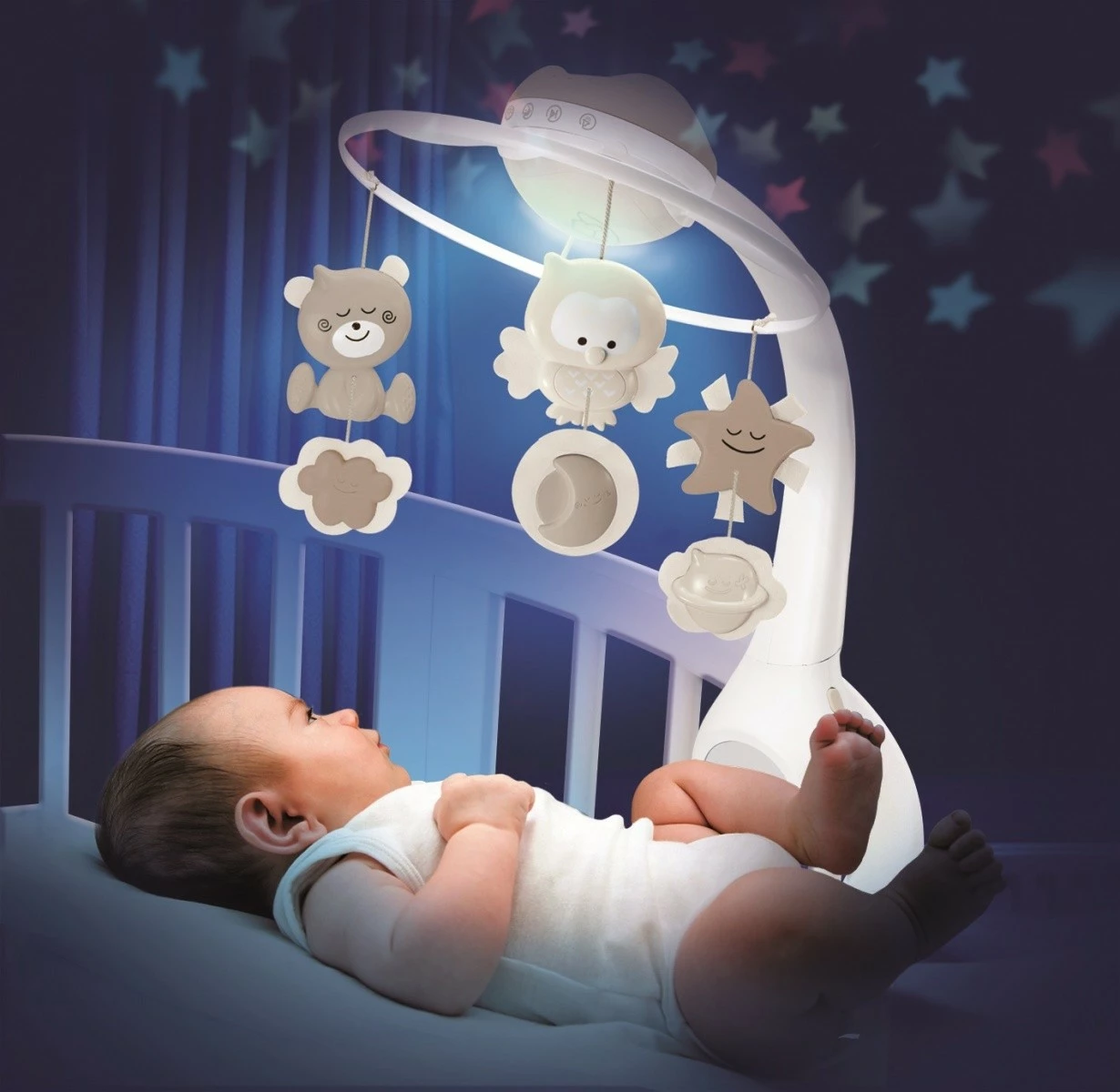 Karusel muzikor 3-në-1 B-kids Infantino, për foshnje, bezhë/bardhë