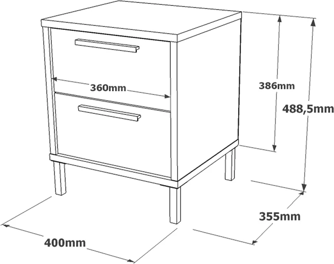 Komodinë nate Nako, metal i zi dhe melaminë, hije gri antike, 40x35.5x48.8cm