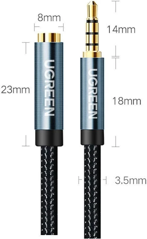 Kabllo zgjatues AUX UGREEN 40675, mini jack 3.5 mm, 2 m, Blu