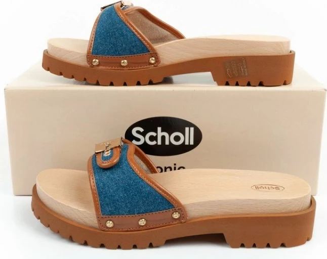 Këpucë për femra Scholl, kafe dhe blu