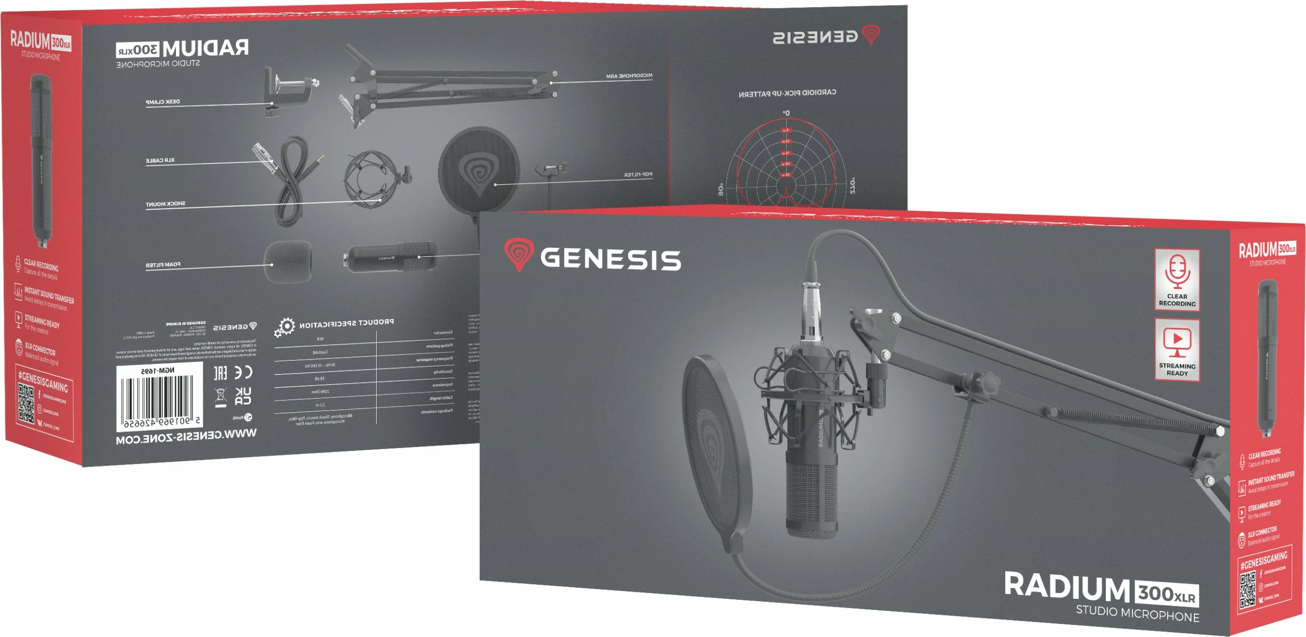 Mikrofon studio Genesis Radium 300 XLR, kondenzator, XLR, i zi