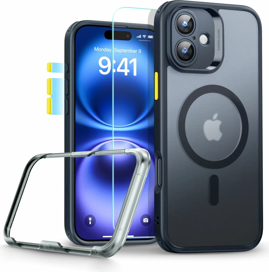 Mbështjellës ESR Classic Pro Set HaloLock MagSafe për iPhone 16, zi, me xham mbrojtës