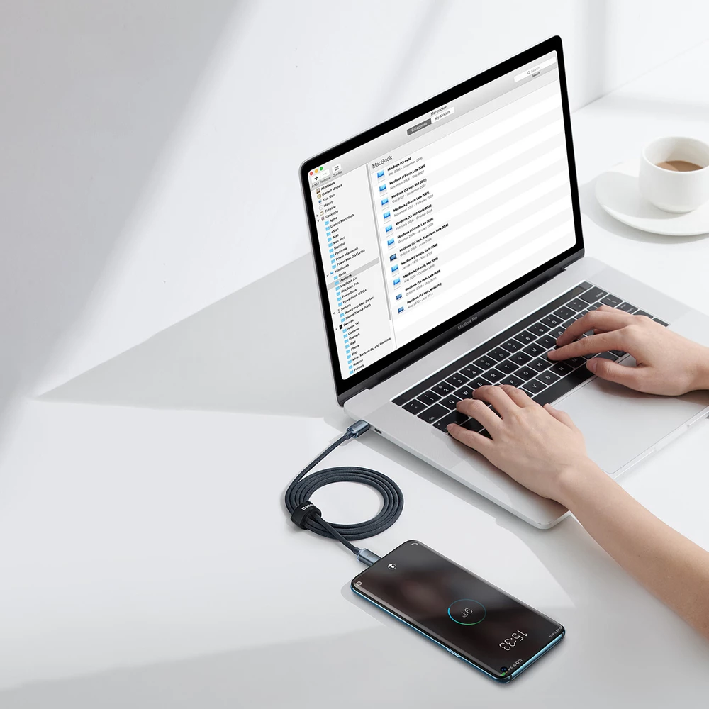 Kabllo USB-C në USB-C Baseus Crystal Shine Series CAJY000603, 1.2m, 100W, Blu