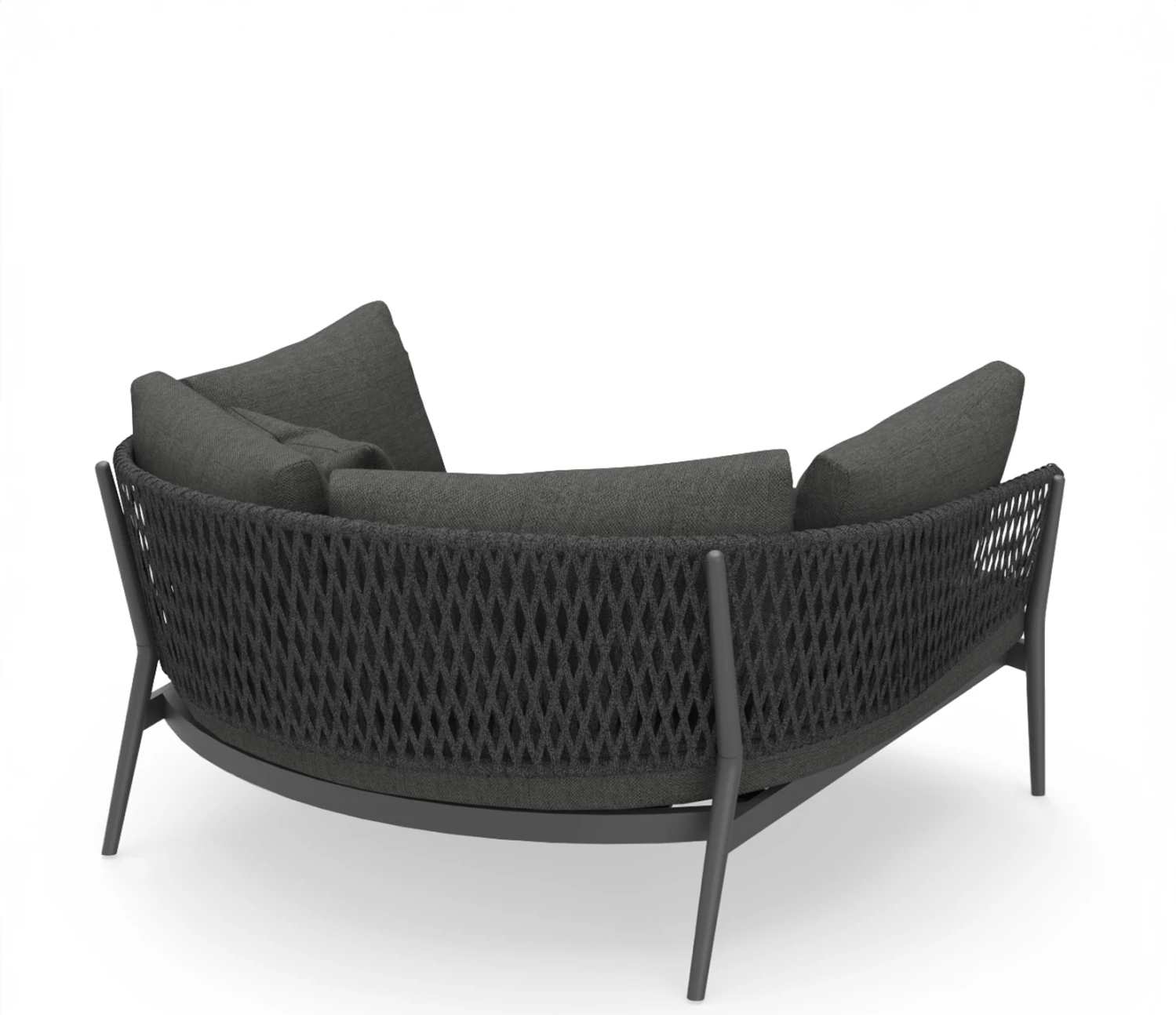 Daybed 2-vendësh CAMELLIA, alumin i zi, litar poliestër, jastëkë OLEFIN, 164x144x70cm