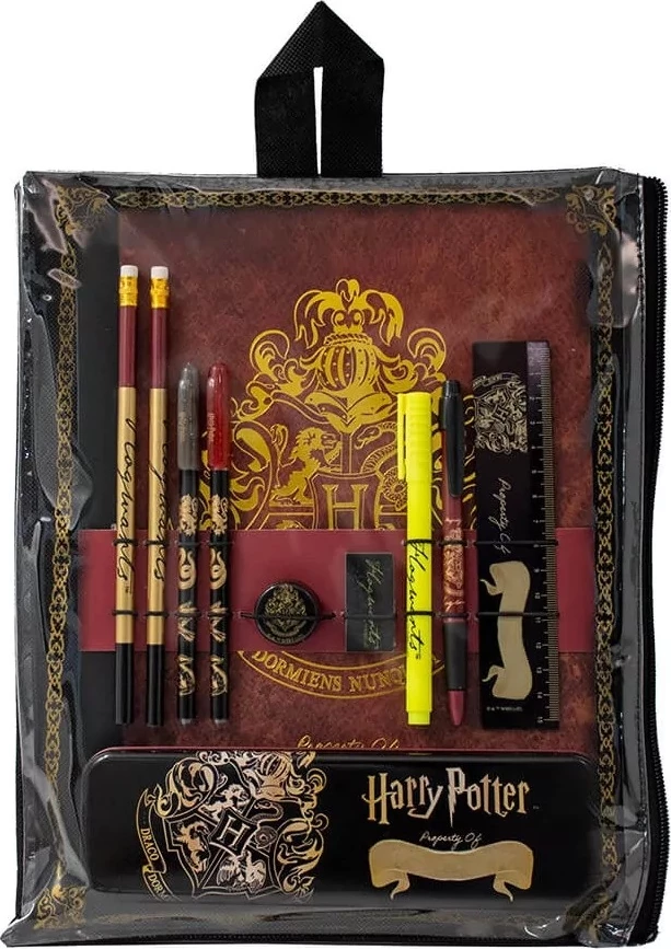 Set stacioneri Blue Sky Harry Potter Crest, me portofol me zinxhir, set 8 pjesë, kuqe/ari