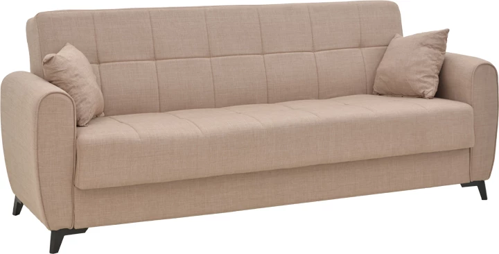 Divan-krevat me depo Lincoln tre ulëse, pëlhurë bezhë, 225x75x85cm