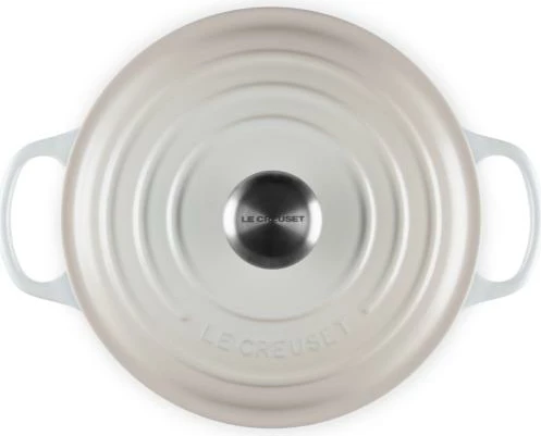 tenxhere gize me kapak, Le Creuset, Signature Roaster Round 24cm, meringue e bardhë
