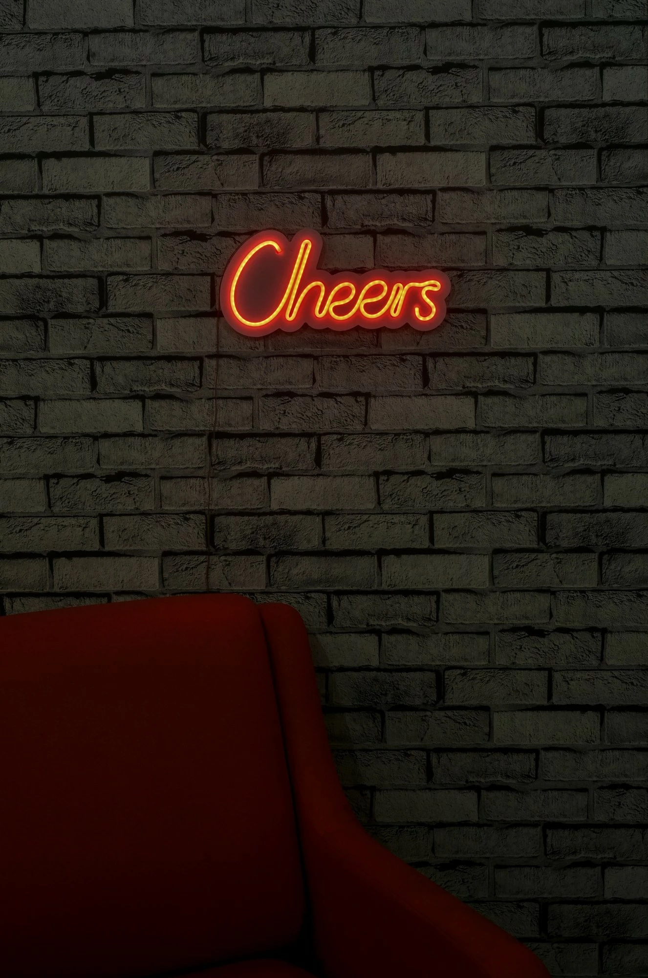 Dekor dritash LED plastike, Cheers, ngjyrë e kuqe