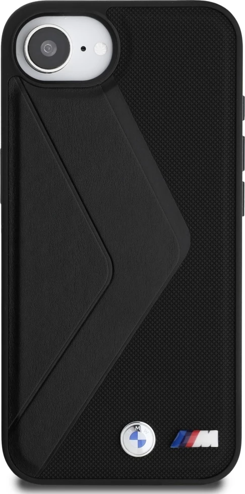 Mbështjellës BMW Oversized Stripes MagSafe për iPhone 16e, lëkurë, e zezë