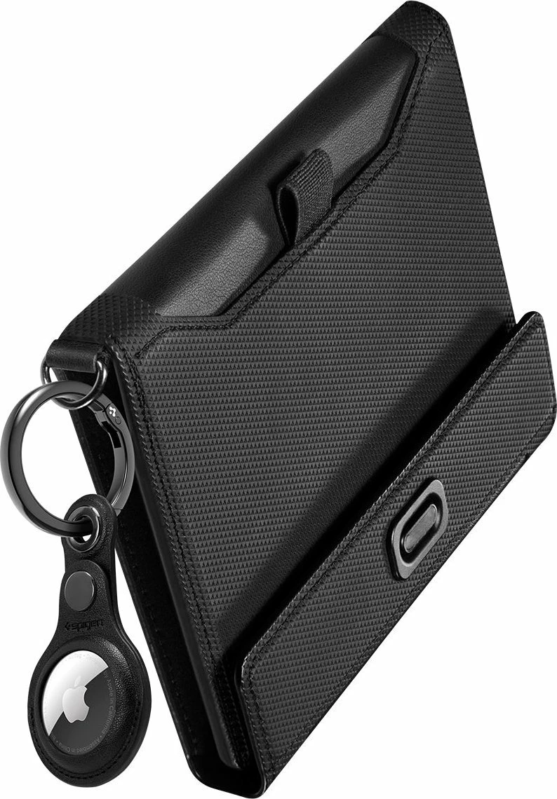 Mbajtës pasaporte Spigen Passport Holder Universal PU lëkurë, e zezë, 1 copë