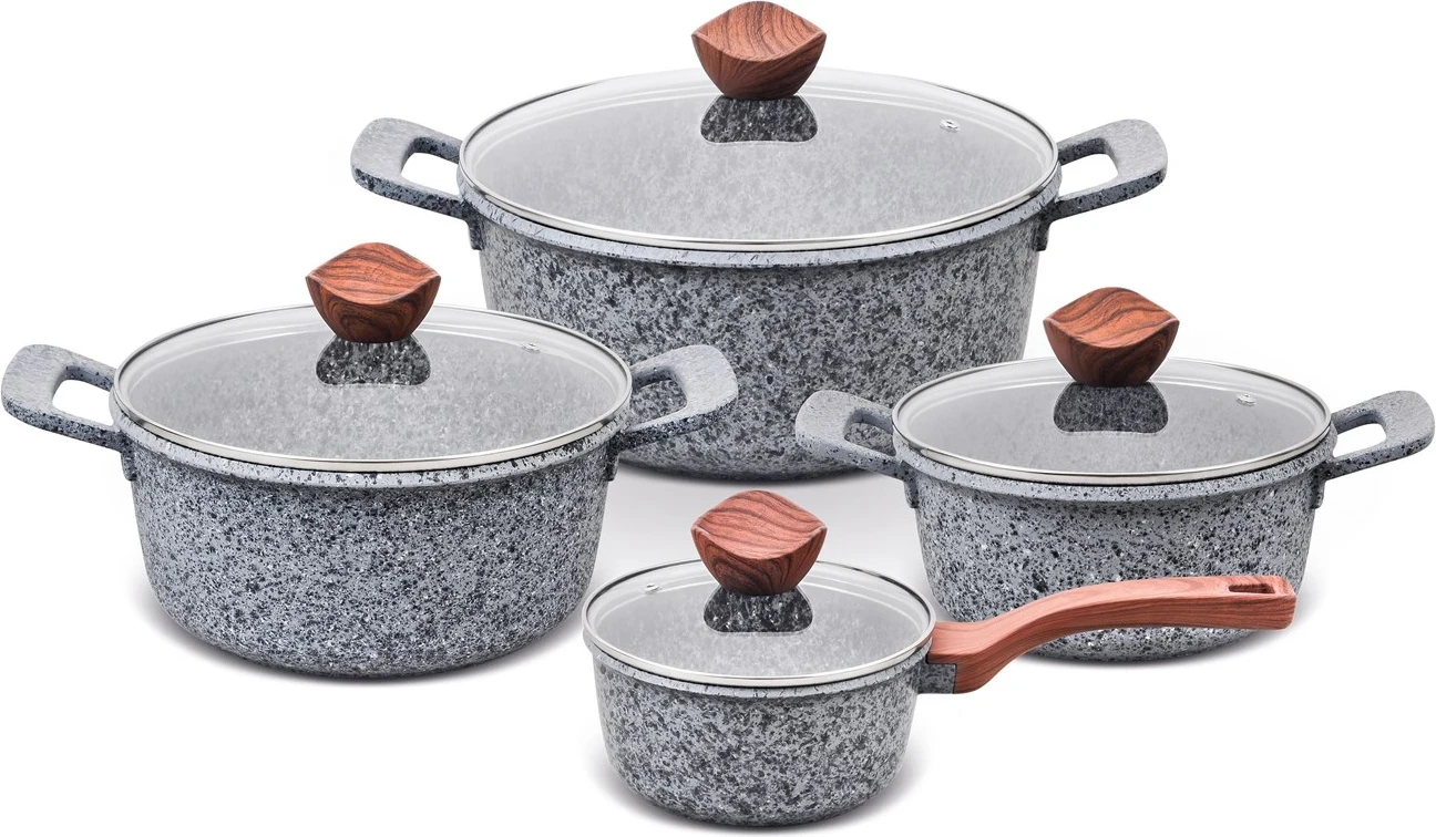 Set i tenxhereve PROMIS GRANITE, tigan 16 cm, tenxhere 20,24,28 me doreza kafe