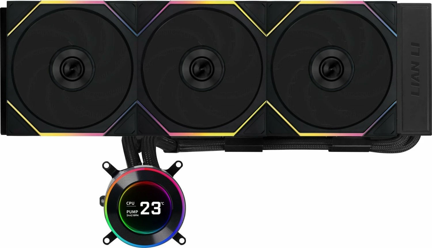 Ftohës uji AiO Lian Li Hydroshift II LCD-C 360TL (GHS2LCD36TB) 360mm, 3x120mm ARGB, LCD 2.1", e zezë