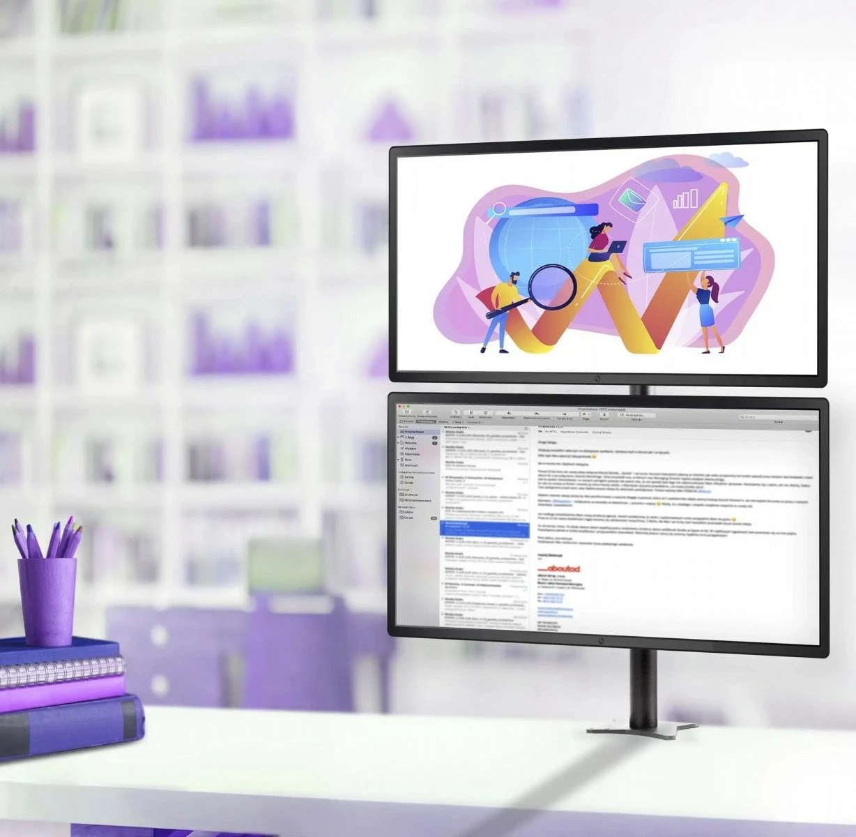 Mbajtës tavoline për dy monitorë Edbak SV08, Metal, i zi dhe argjendtë