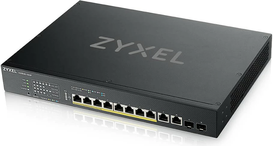 Switch Zyxel XS1930-12HP-ZZ0101F, Managed, L3, 10G Ethernet, PoE, Montim në rack, Ngjyrë e zezë